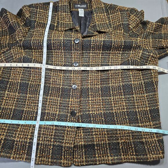 Sag Harbor Brown Jacket Preppy Plaid Long Sleeves Button Up Womens Size 24W Coat - Picture 5 of 11